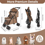 Double Pet Stroller for Dogs and Cats,Cat Strollers for 2 Cats,Double Dog Stroller for 2 Small Medium Dogs,4 Lockable Wheels/Lightweight/Folding,Khaki