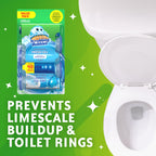 Scrubbing Bubbles Fresh Gel Toilet Bowl Cleaning Stamps, Helps Keep Toilet Clean and Helps Prevent Limescale & Rings, Rainshower Scent, 1 Dispenser with 24 Fresh Gel Stamps