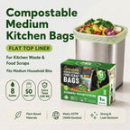 UNNI Compostable Trash Bags, 8 Gallon / 30 Liter, 50 Count, Extra Thick 0.85 mil Medium Kitchen Food Scrap Bin Liners, Certified by BPI, CMA & OK compost HOME, Meets the ASTM D6400 Standard