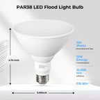 GvvooHome LED Flood Light Bulbs, PAR38 Outdoor Flood Light Bulb 5000K,13W 100W Equivalent, Daylight White LED Floodlight Dimmable, Waterproof for Porch Yard Garage, E26 Base, 15,000 Hrs, 6 Pack