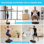 Vibration Plate Exercise Machine with Resistance Bands for Working Out,Softgym Vibration Plate for Foot Massage Power Plate Vibration Platform, Waver Vibration Plate 400 Lbs with Exercise Bands-Black