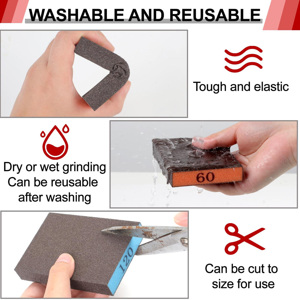 YNZDRWA 8 Pack Sanding Sponge, 60/80/120/220 Grit Sanding Blocks Assortment