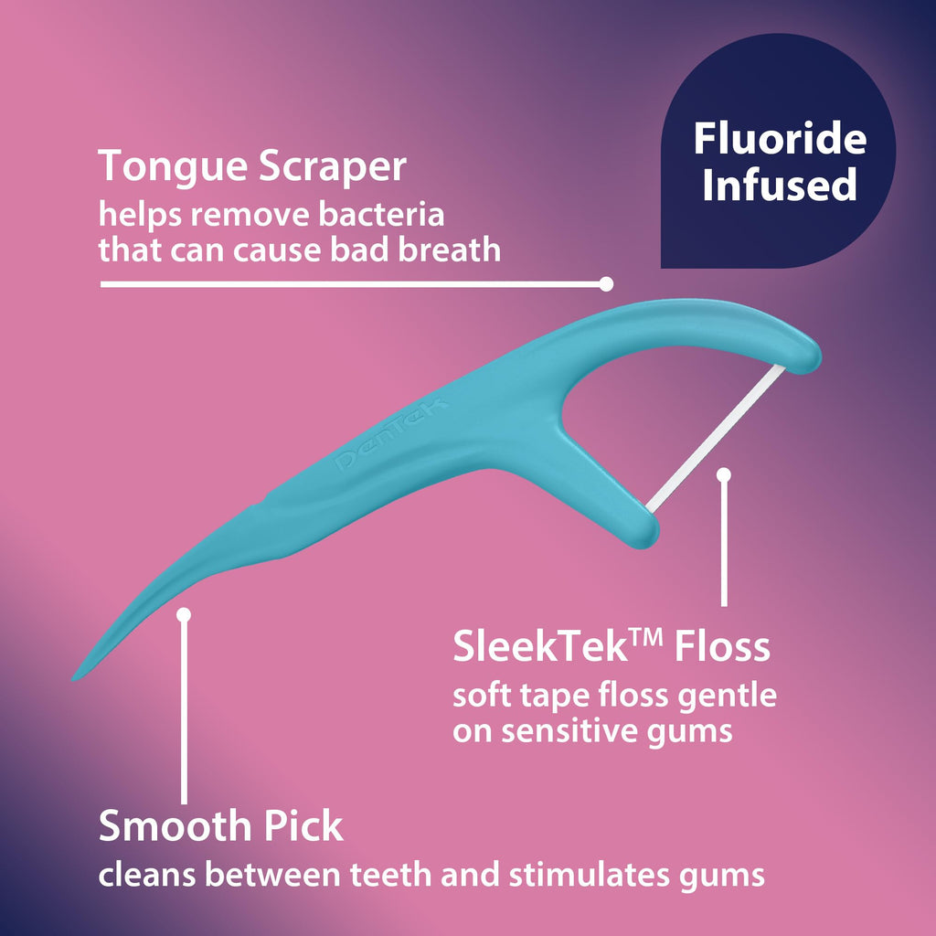 DenTek Comfort Clean Sensitive Gums Floss Picks, Soft & Silky Ribbon, 150 Count, 6 Pack (Blue)