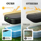 UIRWAY Rectangular Pool Cover 120in x 72in, Inflatable Pool Covers for Above Ground Pools with Elastic Cord - Snug Fit & Easy Set, Outdoor Swimming Pool Cover with 2 Reflective Strip Handles, Black