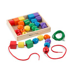 Melissa & Doug Primary Lacing Beads - Educational Toy with 8 Wooden Beads and 2 Laces