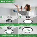 zemty 4Pack LED Flush Mount Ceiling Light, 9Inch 18W Dimmable Ceiling Lights Fixture, 5 Color Temperatures (3000K-6500K) Black Round Ceiling Lamp for Bedroom, Kitchen, Hallway,Bathroom