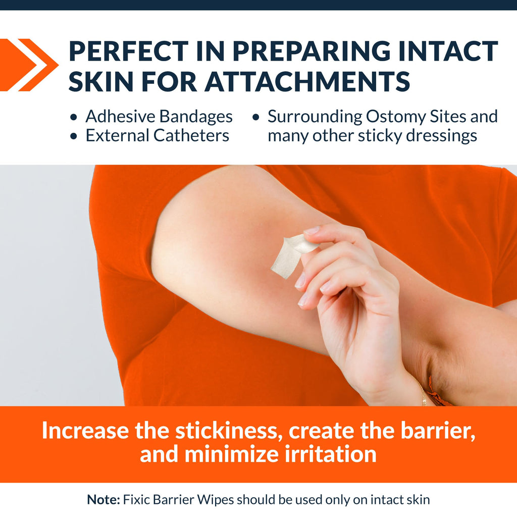 Fixic Skin Barrier Wipes - 50 PCS - Premium Skin Prep Protective Wipes - Skin Adhesive Wipes to Create the Barrier between Skin and Attachments - Skin Glue Wipes to Increase the Adhesive Tape Effect!