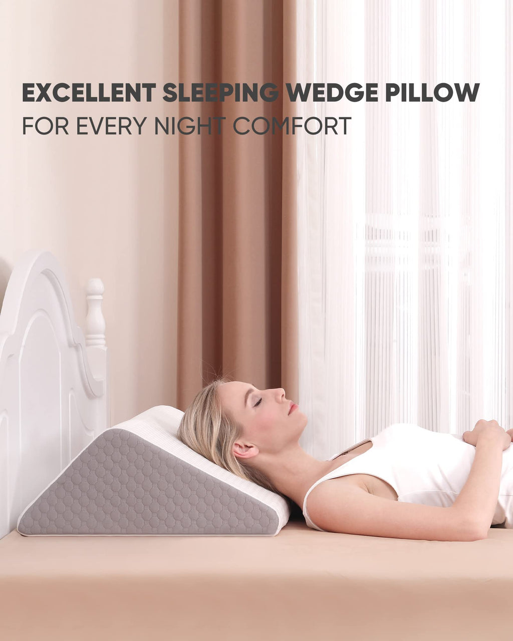 Forias Knee Wedge Pillow, 8" Pure 40D Memory Foam Knee Surgery Pillow Under Knee Pillow for Back Sleeping Post-Surgery Recovery Triangle Pillow for Sciatica Ankles Hip Knee Support