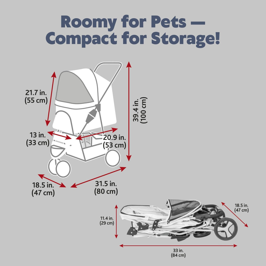 TRIXIE Foldable Pet Stroller for Cats and Dogs, Pet Carrier Strolling Cart with Weather Cover, Storage Basket, Cup Holder, Black