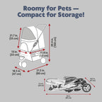 TRIXIE Foldable Pet Stroller for Cats and Dogs, Pet Carrier Strolling Cart with Weather Cover, Storage Basket, Cup Holder, Black