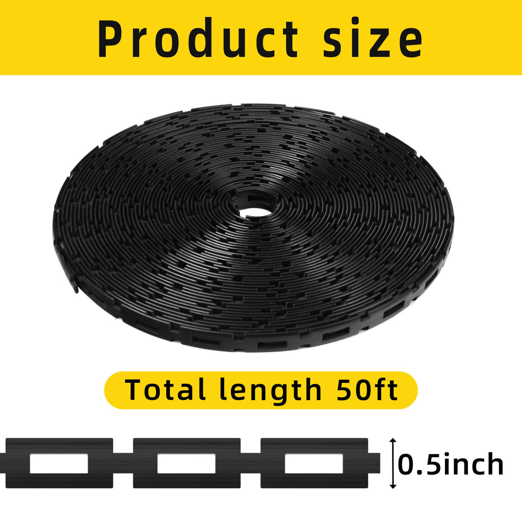 codree 50 FT Plastic Chain Lock Tree Tie, 1/2 Inch Wide Adjustable Tree Support Straps for Staking, Flexible Reusable Cable Plant Trees Ties for Leaning Tree Garden Accessories