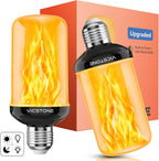 Vicstone Upgraded E26 Dusk to Dawn Flame Light Bulbs for Halloween, 4 Modes