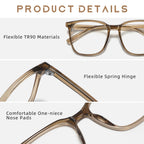 MACJERO Oversized Square Blue Light Blocking Glasses for Women Men, Anti-Fatigue Computer Monitor Glasses Reduce Eye Strain(Black+Brown) 2 Pack