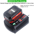 V20 Battery Fast Charger CMCB104 Replacement for Craftsman V20 20V max Lithium Battery Charger for CMCB201 CMCB202 CMCB204 CMCB205 CMCB206, with 2 USB Ports