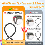 Mlambert 48FT Outdoor Patio RGB Cafe String Lights with Remote, Black