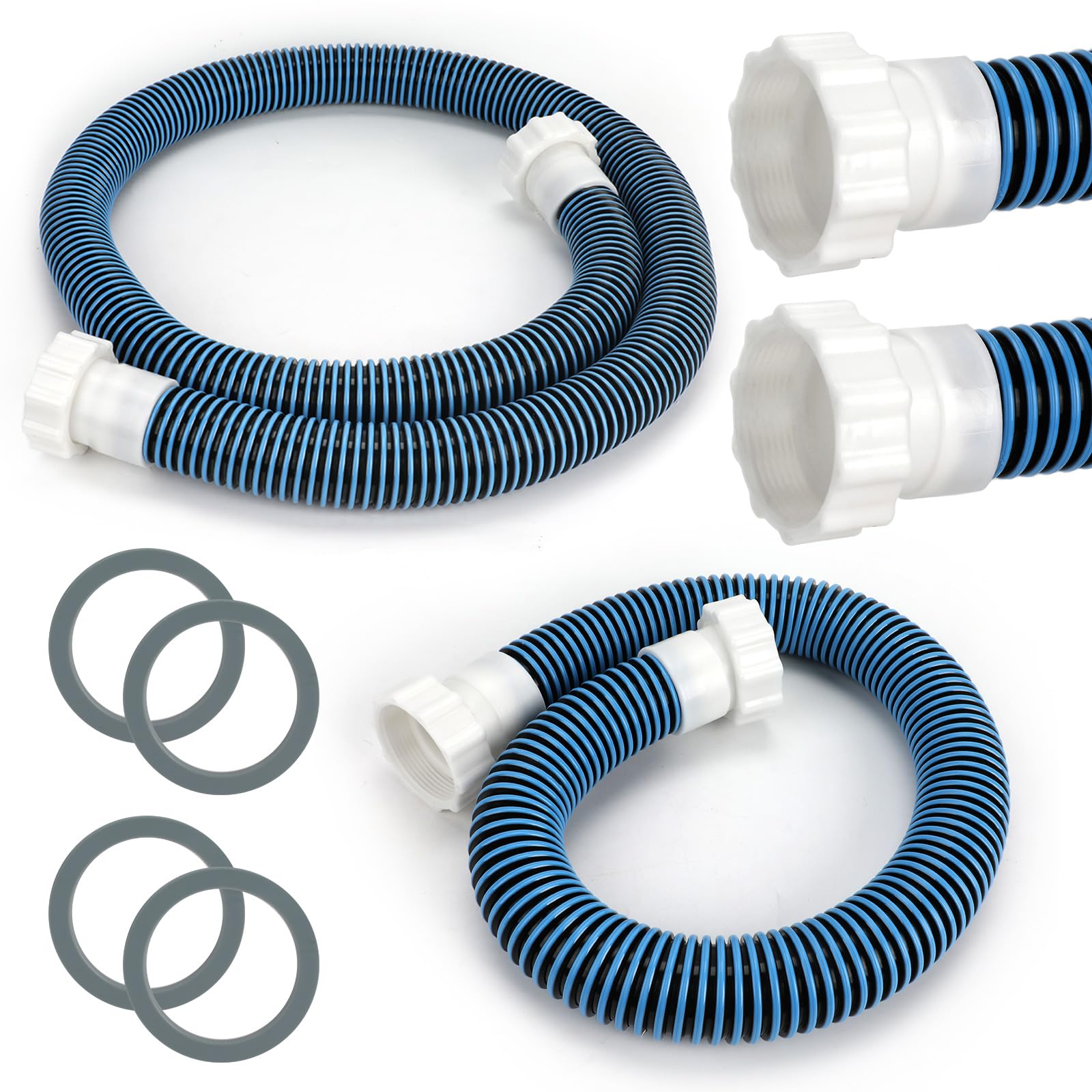 Conderyang 2 Pack 1 1/2 Pool Hose for Above Ground Pools 6ft&3ft Long Pool Pump Replacement Filter Hoses 1.5" EVA Swimming Pool Filter Hose for Filters Pumps, Saltwater Systems and Sand Filters (Blue)