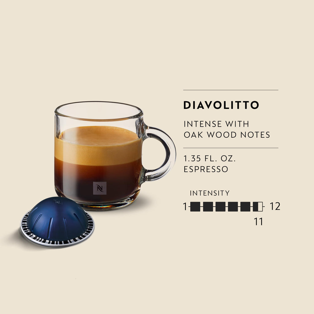 Nespresso Vertuo, Diavolitto, Dark Roast, 50-Count Coffee Pods