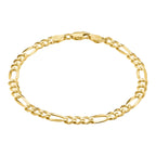 KISPER Gold Figaro Chain Bracelet for Men 5mm Plated 925 Sterling Silver
