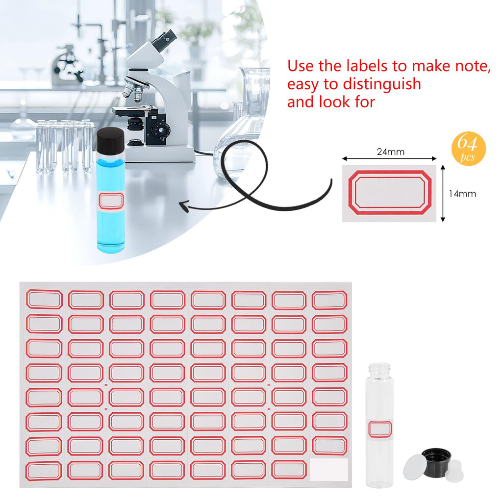 Cadbibe 7ml Clear Glass Vials with Screw Caps and Plastic Stoppers, 2 Dram Transparent Small Liquid Sample Vial, Leak-Proof Vial, 50PCS