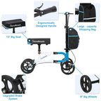 Knee Scooter，Knee Scooter for Adults for Foot Surgery，Knee Walker for Foot Injuries Compact Crutch Alternative with Dual Braking System (Blue)