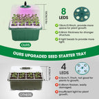5PCS 60 Cell Self Watering Seed Starter Tray with Grow Light, Reusable Silicone Seed Starter Kit with Humidity Dome, 60 Cells Plant Germination Trays for Seeding Planting Growing（5-Pack 60-Cell）