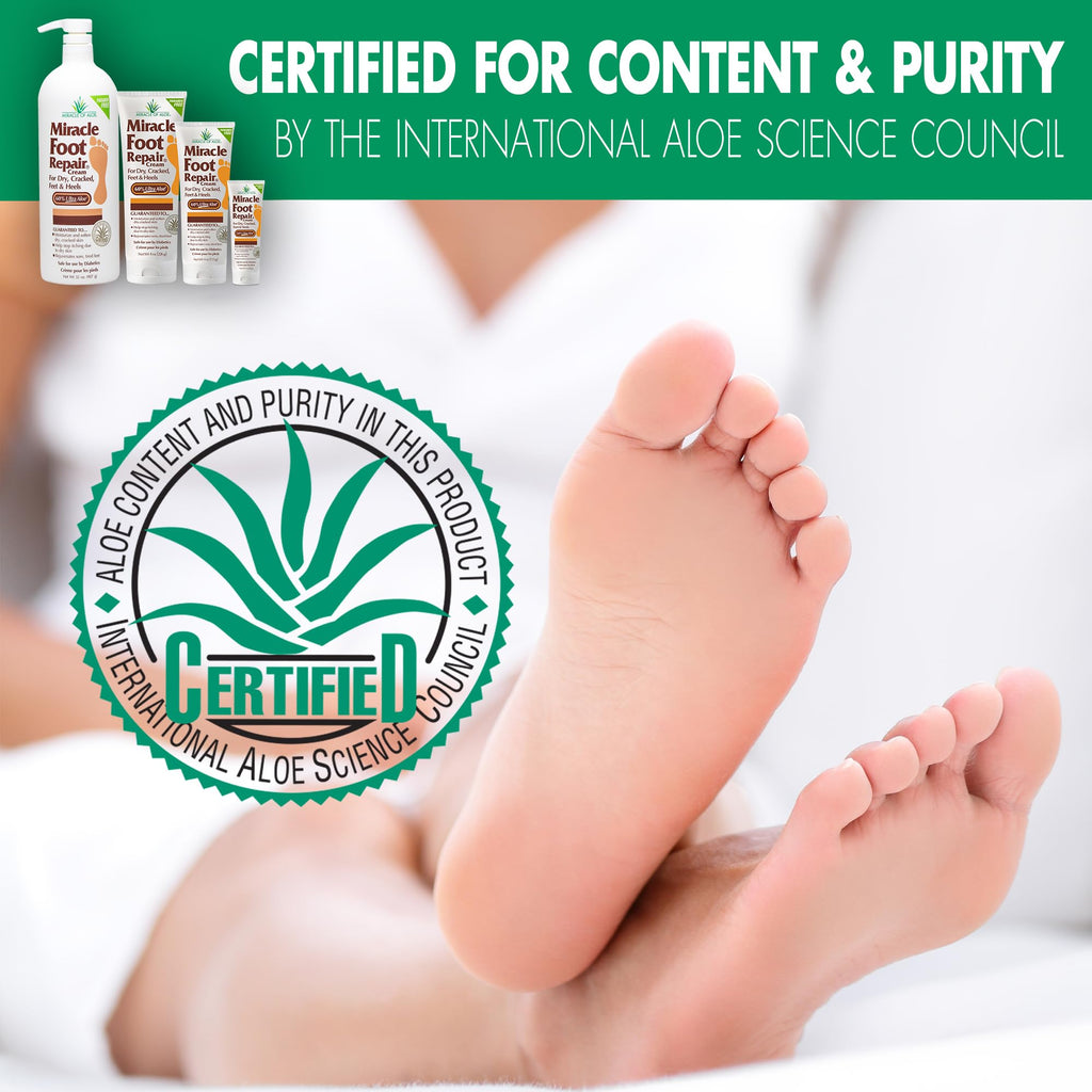 Miracle Foot Repair Cream, 4 oz Repairs Dry Cracked Heels and Feet, Diabetic-Safe, 60% Pure Ultra Aloe Moisturizes, Softens, and Repairs, Relief from Discomfort of Ingrown Toenails (2-Pack)