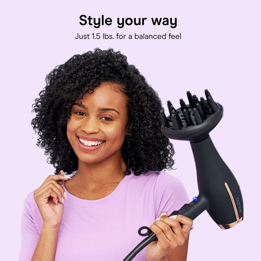 Conair InfinitiPRO Hair Dryer with Diffuser & Concentrator, 1875W, Black