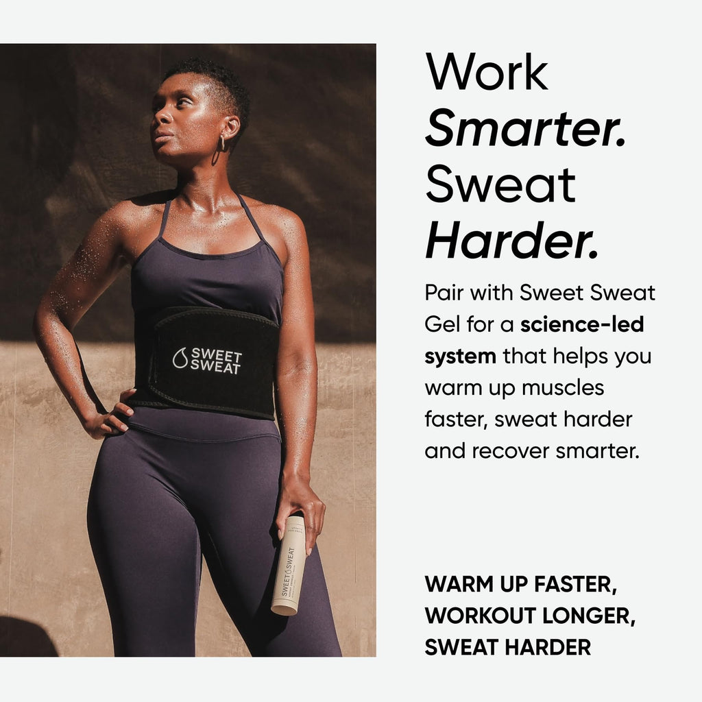 Sports Research Sweet Sweat Waist Trimmer (Core Series) - Premium Sweat Enhancing Fitness Band for Women & Men Black/White