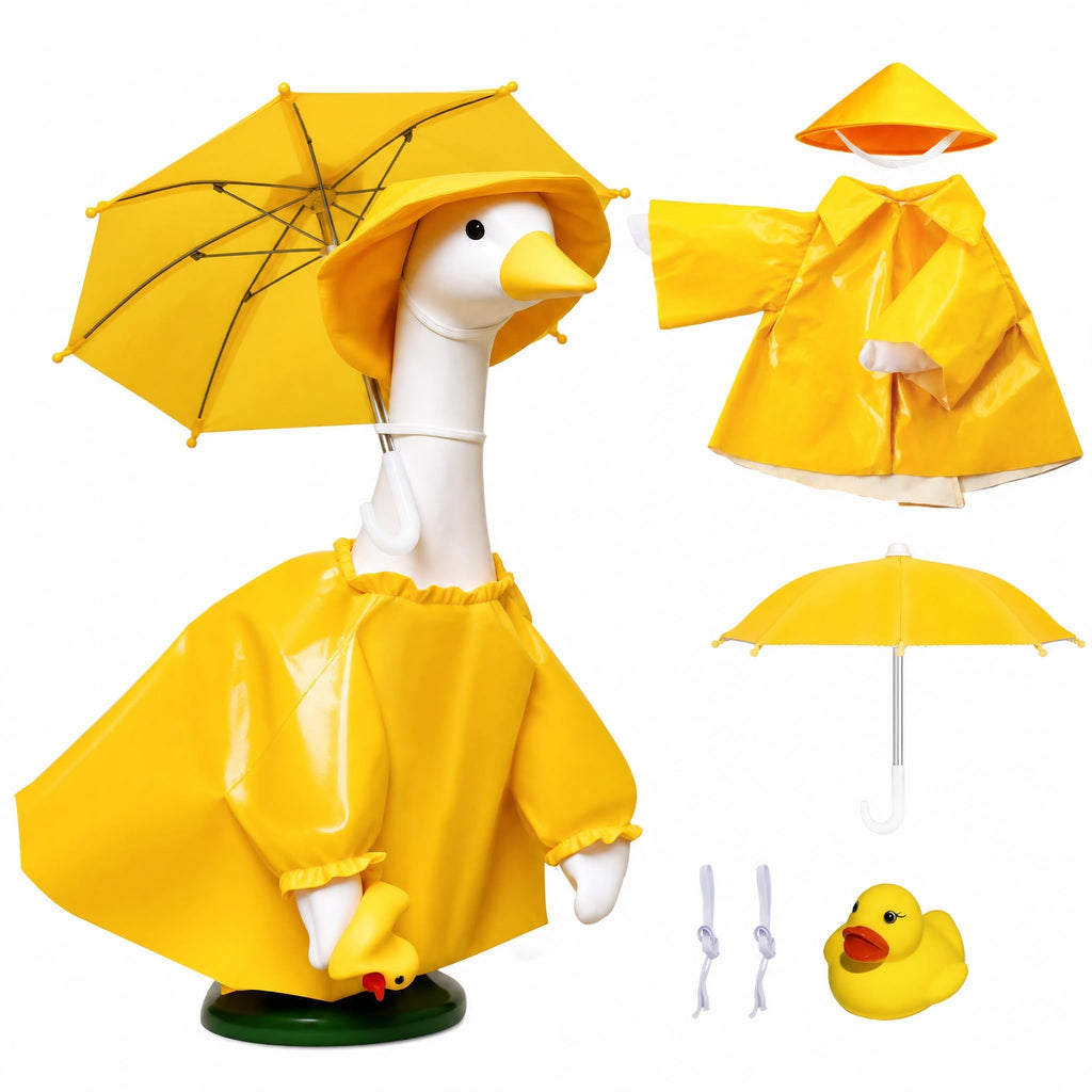 Porch Goose Raincoat Outfit for 23 Inch Goose Statue, Garden Decor Clothing