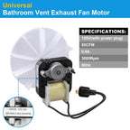 Siasky Universal Bathroom Vent Exhaust Fan Motor Replacement Motors Kit, Fit for Nu-Tone Br-oan Exhaust Vent Fan Motor 120V 50CFM, with Blower Wheel