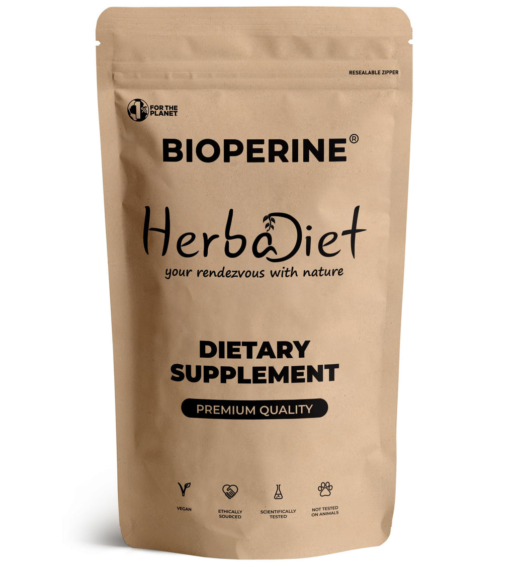 Herbadiet Bioperine Powder | Black Pepper Extract Powder Piperine 95% by HPLC | Bioavailability Enhancer, Boosts Nutrients Uptake | Gluten Free, Non-GMO Bulk Supplement (14 gram/ 0.5 oz)