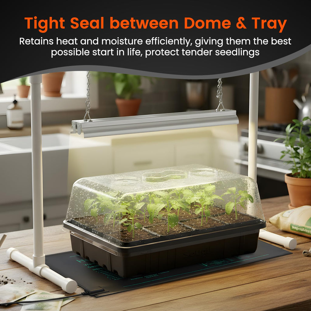 SOLIGT Thick Plastic 3-Set Strong Seed Starter Trays with 5" Humidity Domes