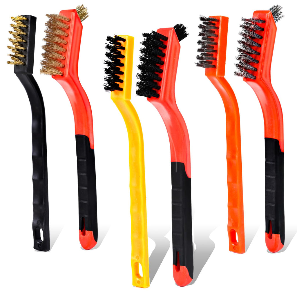 Wire Brush Set, 6 Pcs Professional Wire Brushes for Cleaning Rust
