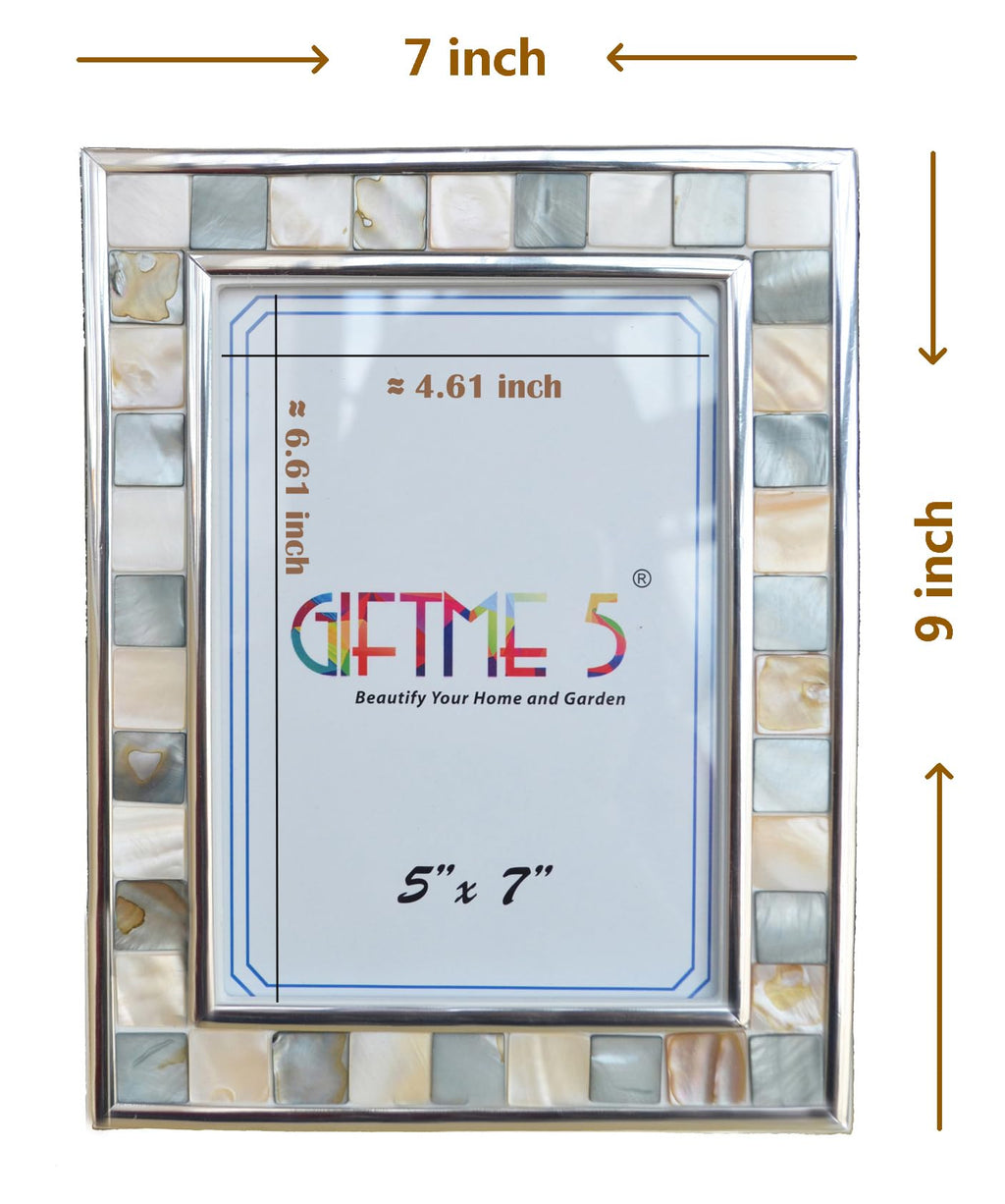 GIFTME 5 Mother of Pearl Picture Frame 5x7, Grey+White, 1pc