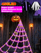 Halloween Decorations Outdoor Spider Web,Upgraded 450 LED Spider Web Lights