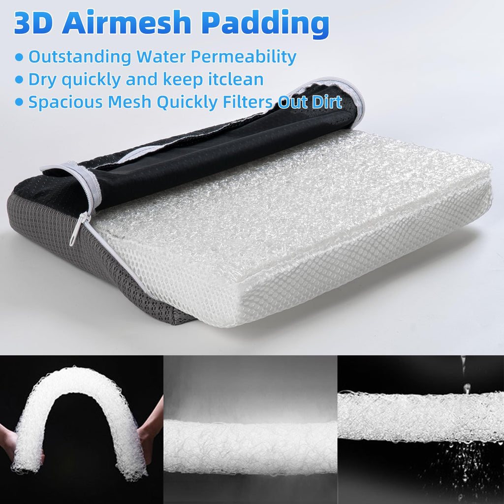 Fasjloctavty Shower Seat Cushion with Non-Slip Silicone Bottom, Shower Chair Cushion for Transfer Benches,Washable 3D Mesh Pad with Hook,Quick Drying Bathtub Chair Pad for Elderly, Pregnancy