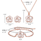 EleQueen 3Pcs Rose Flower White Rose Gold Plated Child Jewelry Set
