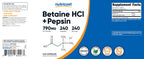Nutricost Betaine HCl + Pepsin 790mg, 240 Capsules, 3 Bottles (720 Capsules)