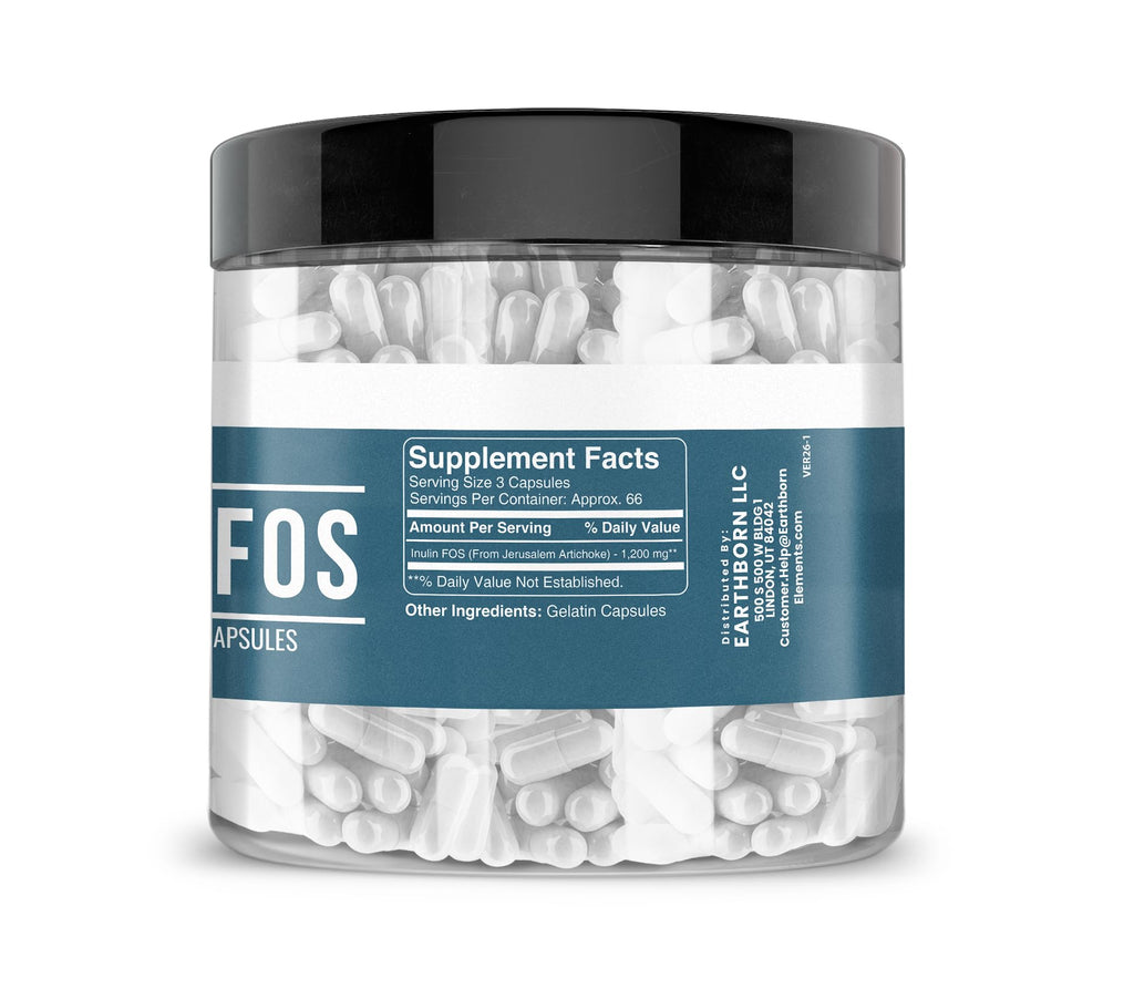 Earthborn Elements Inulin FOS 200 Capsules, Pure & Undiluted, No Additives