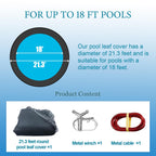 Leaf Cover for Above Ground Pool, Durable Black Mesh Swimming Pool Leaf Net Cover with Winch & Cable for Leaves and Debris for 18 Ft Round Pools (Black, 18 Ft)