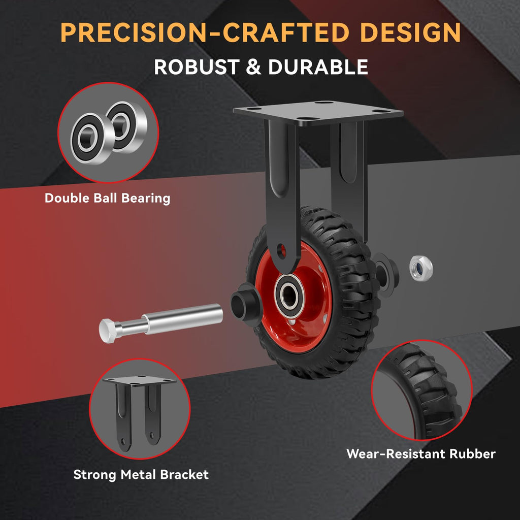 W B D WEIBIDA 6 Inch Heavy Duty Caster Wheels Set of 2, 900 LBS Outdoor Industrial Wheels Fixed Large Rubber Casters for Workbench, Dolly, Cart, Trolley, Wagon (2 Fixed)