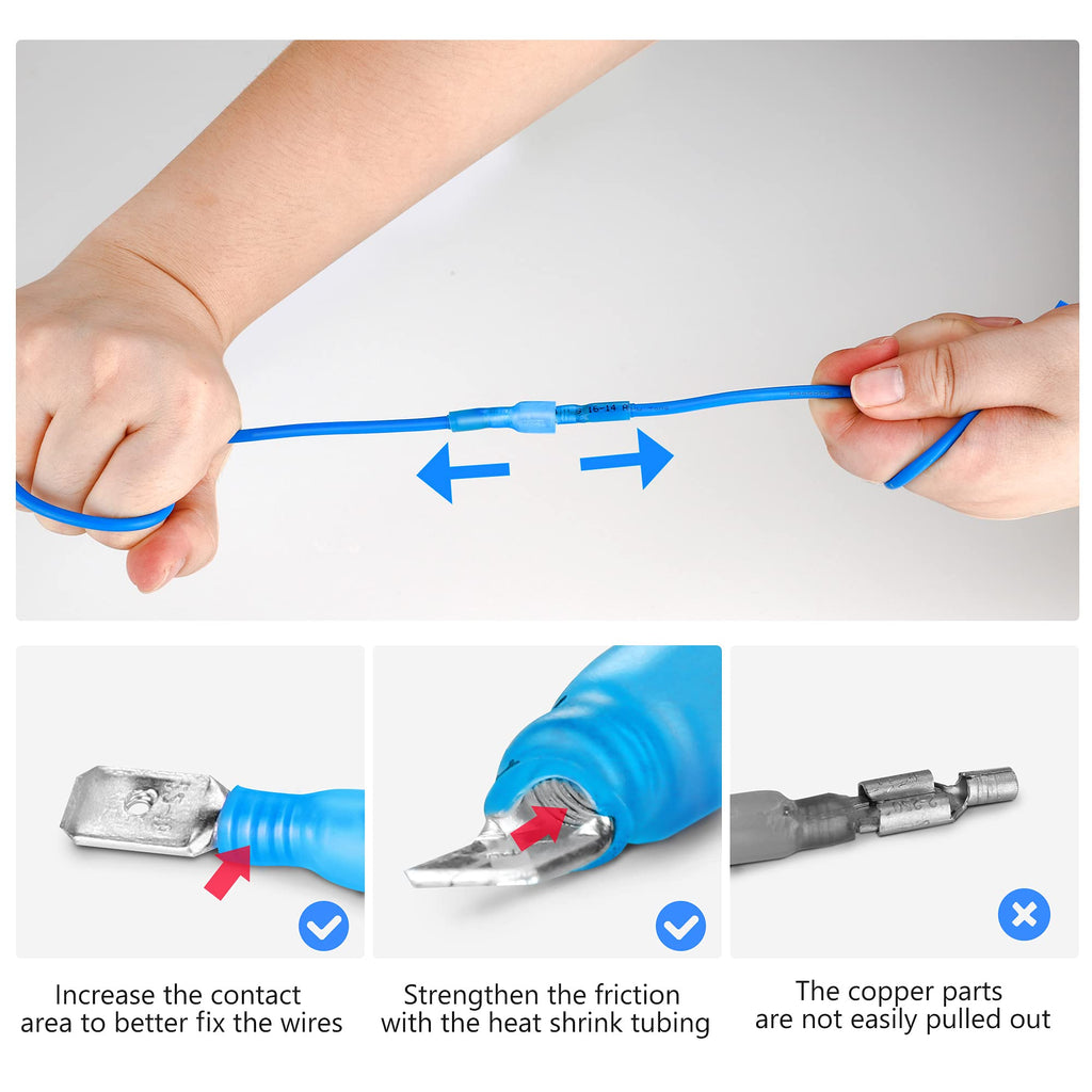 Kuject 320PCS Heat Shrink Wire Connectors Kit, Electrical Waterproof Crimp Butt Terminals, Insulated Spade Connectors for Automotive Marine Boat Truck, Include Rings Forks Spade Butt Splices