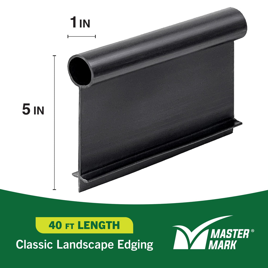 Master Mark Pro Landscape Edging Kit – 5 Inch x 40 Ft Heavy‑Duty Garden Border with YardPack (20 Spikes & 2 Connectors), Flexible Lawn Edging for Flower Beds, Gardens, Tree Rings and Landscaping