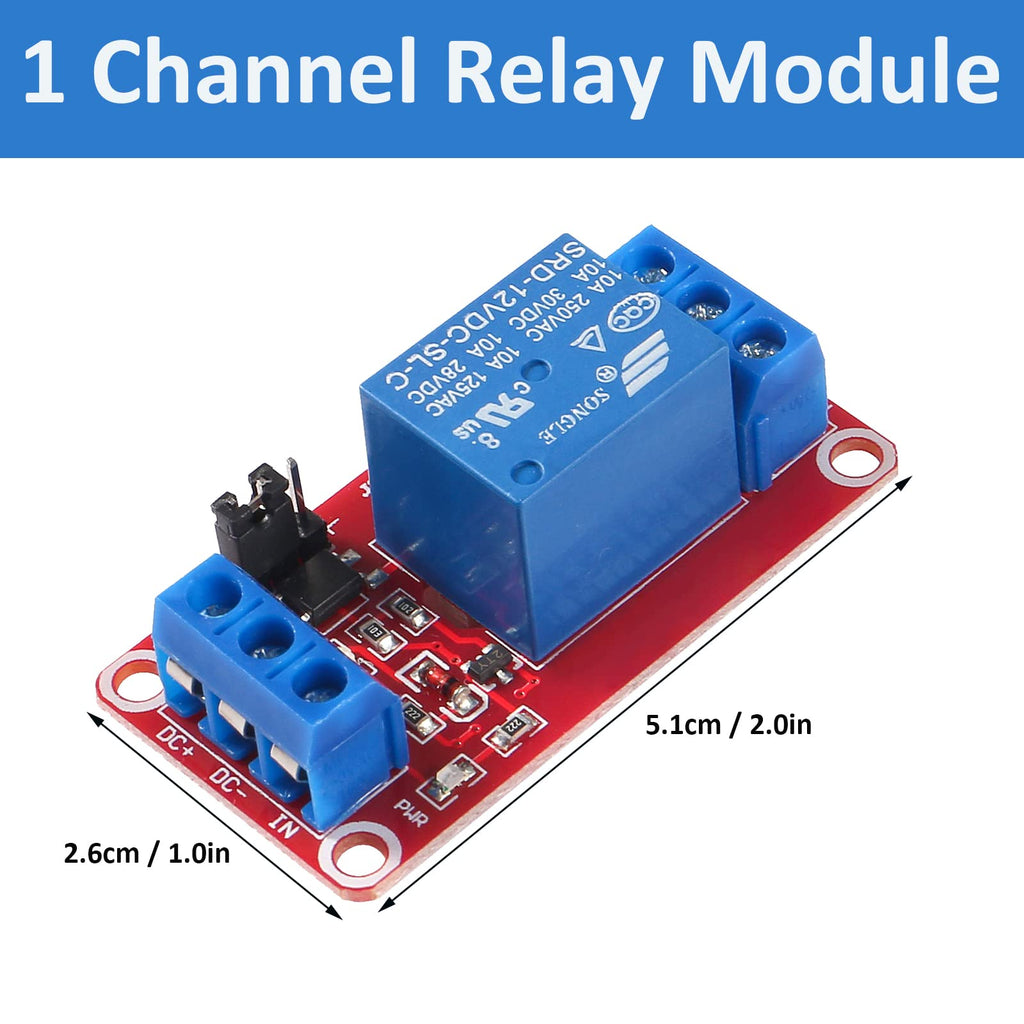 AEDIKO 10pcs Relay Module DC 12V Relay Board 1 Channel with Optocoupler Isolation Support High or Low Level