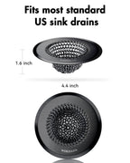 Sink Drain Strainer, Reversible Mesh Sink Strainer with 304 Stainless Steel, Wokdada Revolutionary Anti-Rust Kitchen Sink Drain Strainer for Garbage Disposal Food Catcher (Black)