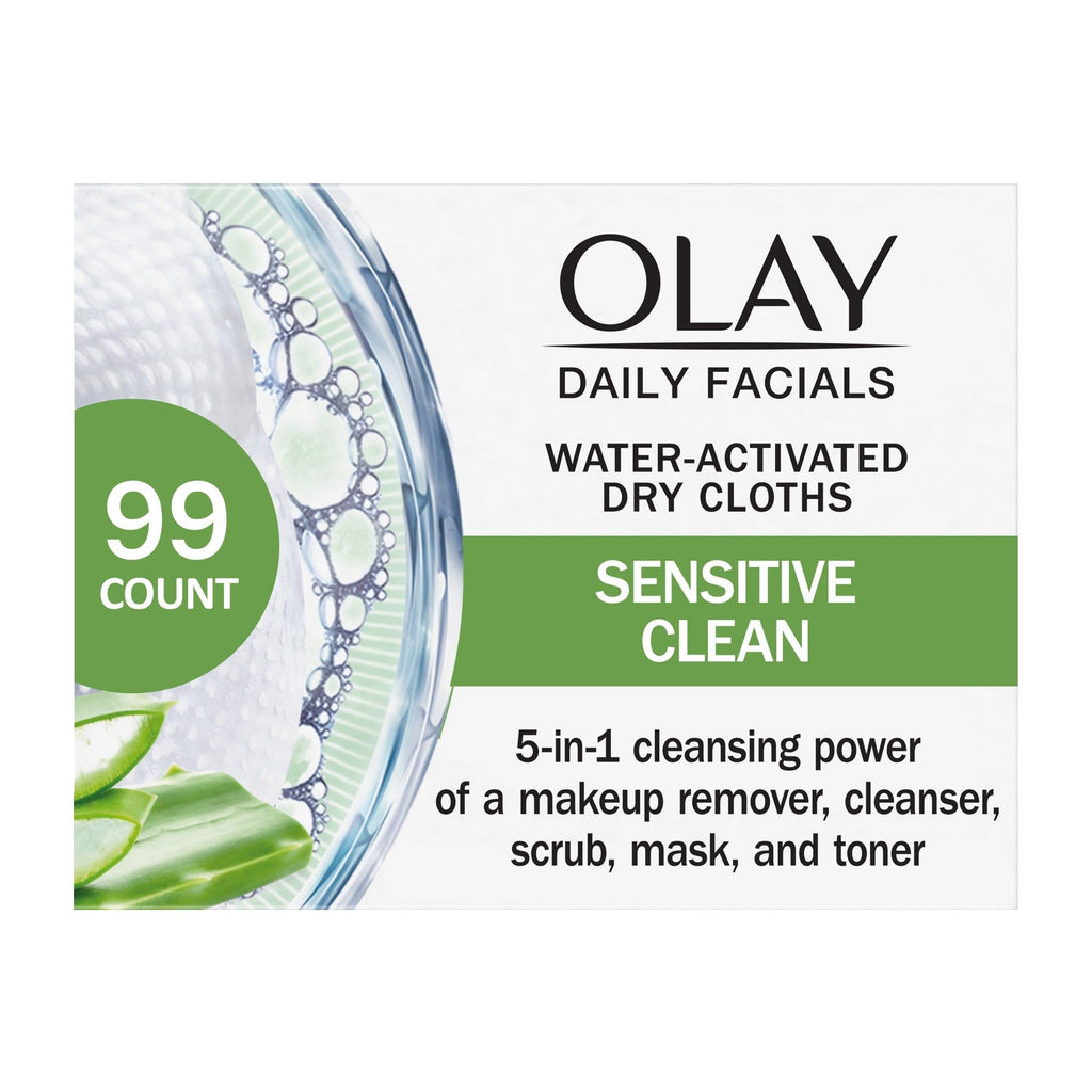 Olay Eye Makeup Remover Wipes, Daily Facials Gentle Face Cleanser for Sensitive Skin, Alcohol and Fragrance Free, Soft Face Wash Towels, Travel Essentials for Women, Dry Cloths, 99 ct (3 X 33ct)
