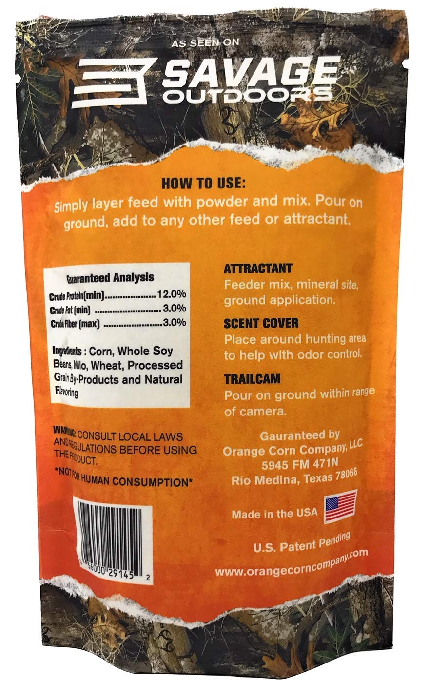Orange Corn Company / Orange Flavored Feeder Mix / Concentrated Deer and Wildlife Attractant That Drive Whitetail Bucks Crazy Treats 300lbs of Corn