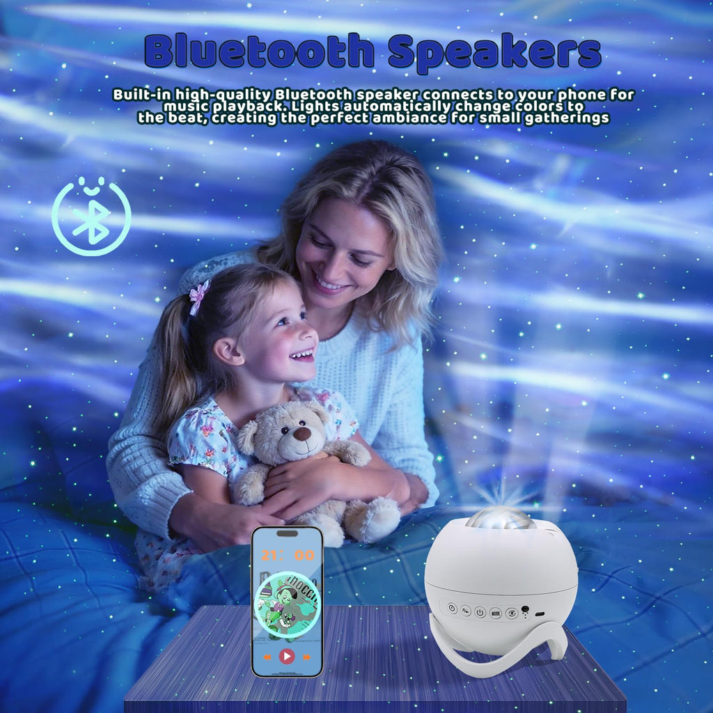 Star Projector Galaxy Projector for Bedroom, White Noise Bluetooth Speaker Northern Lights Projector, Suitable Gaming, Home Theater, Adult, Christmas Mood Night Light
