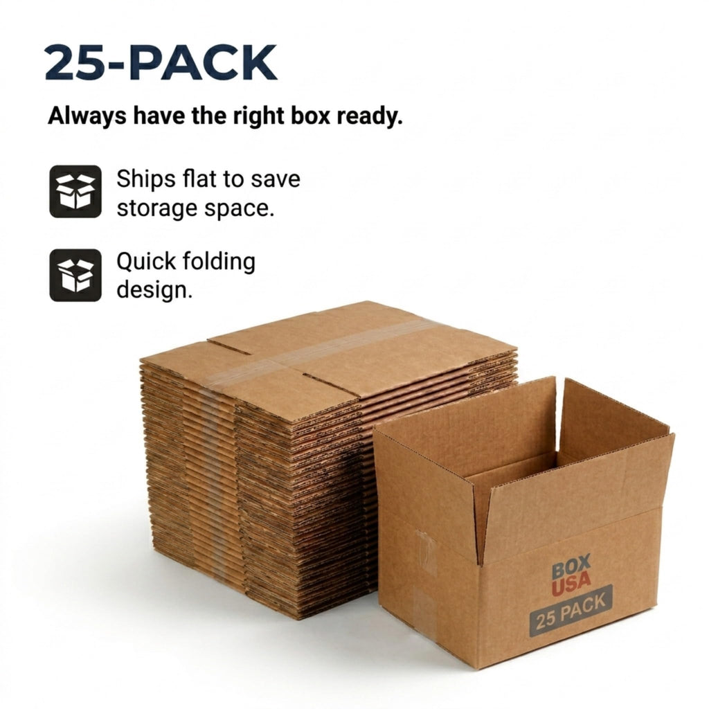 AVIDITI Shipping Boxes Flat 12"L x 9"W x 4"H, 25-Pack | Corrugated Cardboard Box for Packing, Moving and Storage