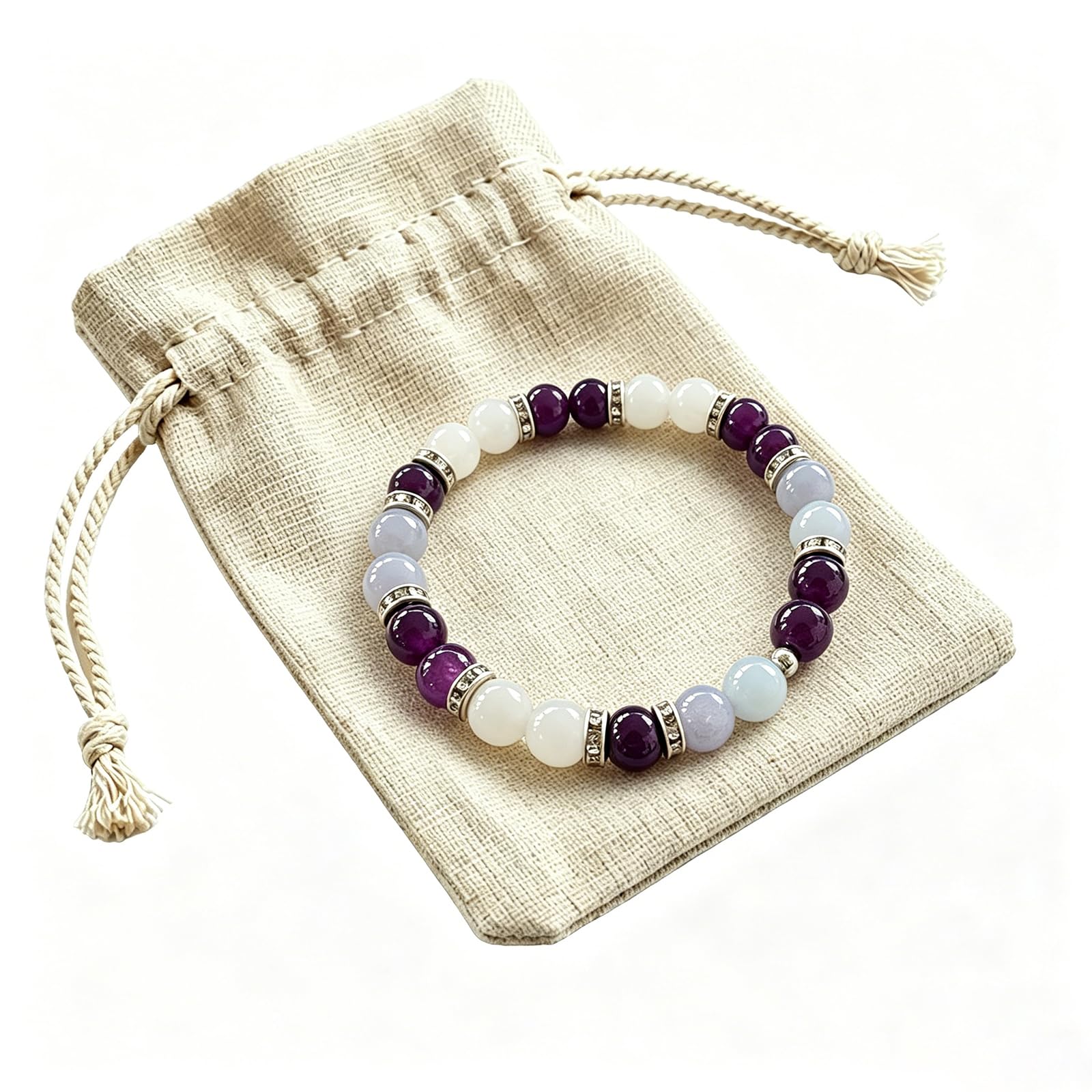 Sereniva Menopause Bracelet for Women - Natural Crystal Elastic Bracelet, Hot Flashes & Anxiety Relief, Calming Balance Bracelet for Menopause's Support, Hormone Balance Jewelry Gift for Her (1)